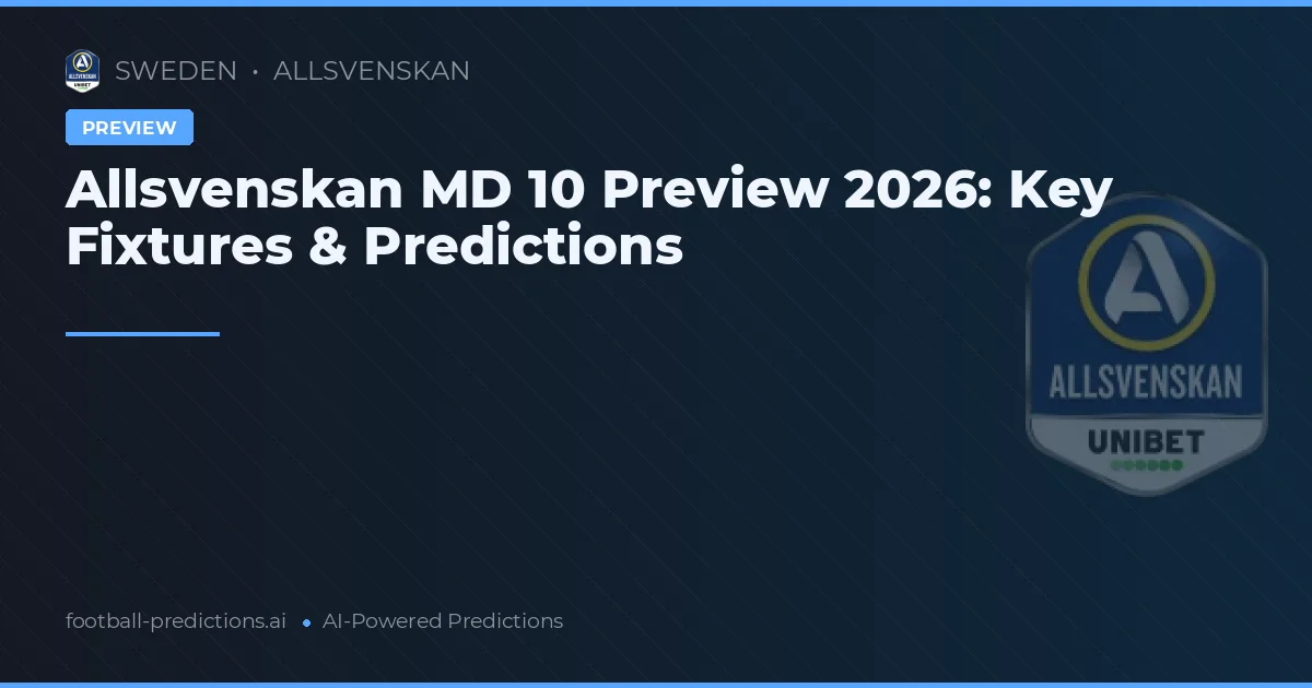 Allsvenskan MD 10 Preview 2026: Key Fixtures & Predictions