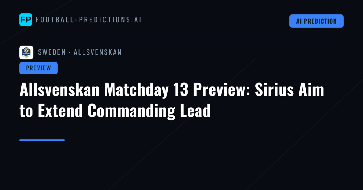 Allsvenskan Matchday 13 Preview: Sirius Aim to Extend Commanding Lead