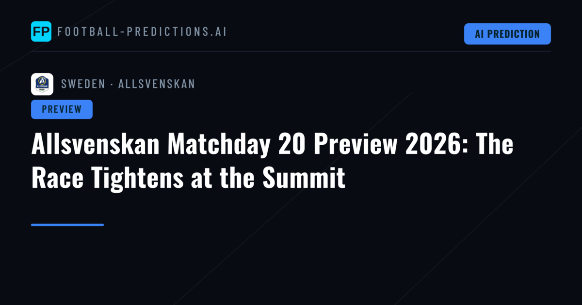 Allsvenskan Matchday 20 Preview 2026: The Race Tightens at the Summit