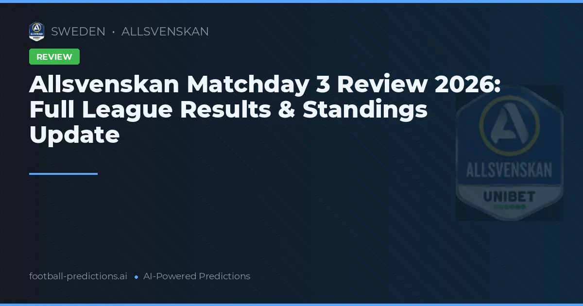 Allsvenskan Matchday 3 Review 2026: Full League Results & Standings Update