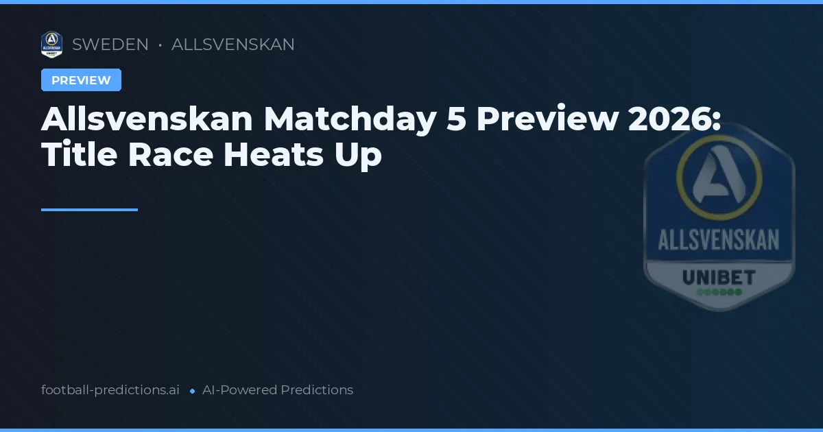 Allsvenskan Matchday 5 Preview 2026: Title Race Heats Up
