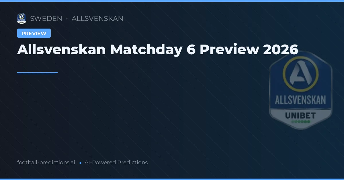 Allsvenskan Matchday 6 Preview 2026