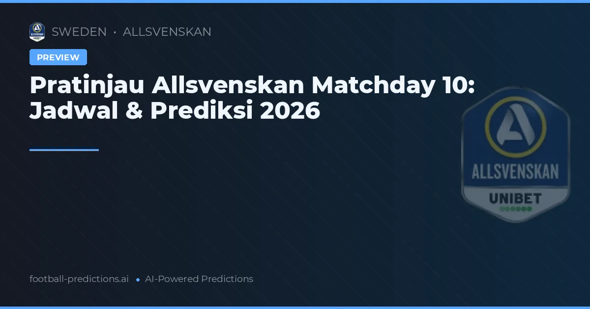 Pratinjau Allsvenskan Matchday 10: Jadwal & Prediksi 2026