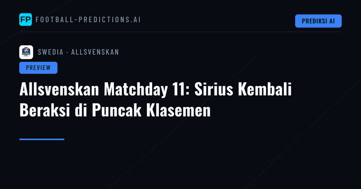 Allsvenskan Matchday 11: Sirius Kembali Beraksi di Puncak Klasemen