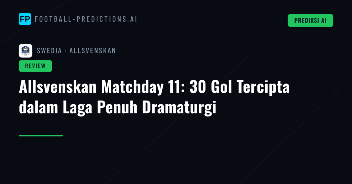 Allsvenskan Matchday 11: 30 Gol Tercipta dalam Laga Penuh Dramaturgi