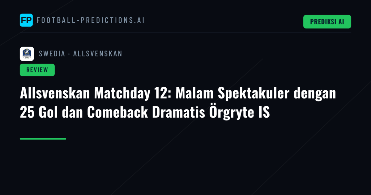 Allsvenskan Matchday 12: Malam Spektakuler dengan 25 Gol dan Comeback Dramatis Örgryte IS