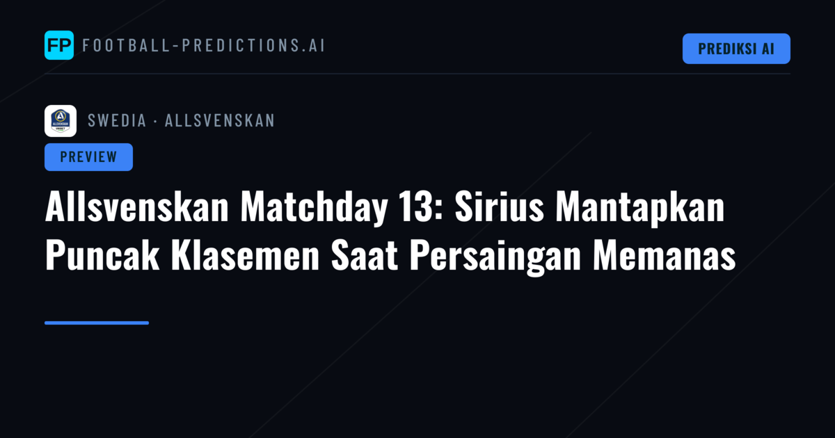 Allsvenskan Matchday 13: Sirius Mantapkan Puncak Klasemen Saat Persaingan Memanas