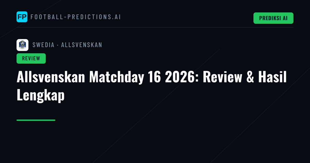 Allsvenskan Matchday 16 2026: Review & Hasil Lengkap