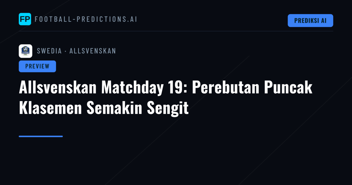 Allsvenskan Matchday 19: Perebutan Puncak Klasemen Semakin Sengit