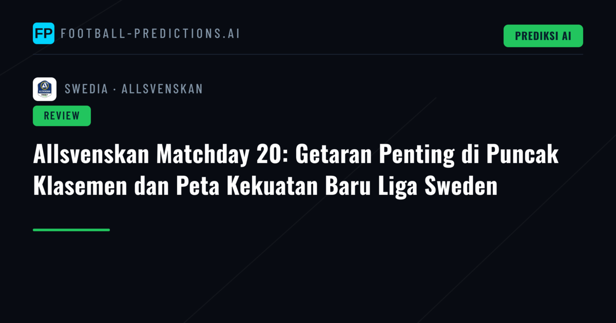 Allsvenskan Matchday 20: Getaran Penting di Puncak Klasemen dan Peta Kekuatan Baru Liga Sweden