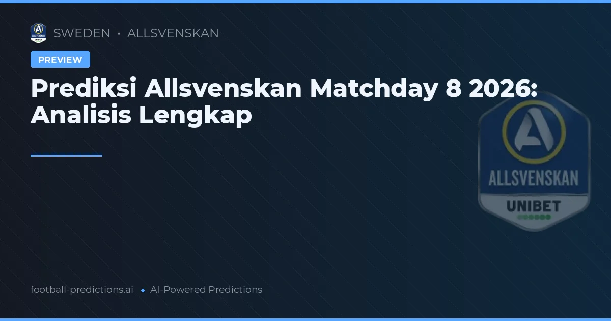 Prediksi Allsvenskan Matchday 8 2026: Analisis Lengkap