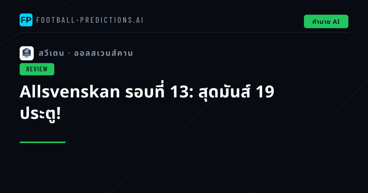 Allsvenskan รอบที่ 13: สุดมันส์ 19 ประตู!
