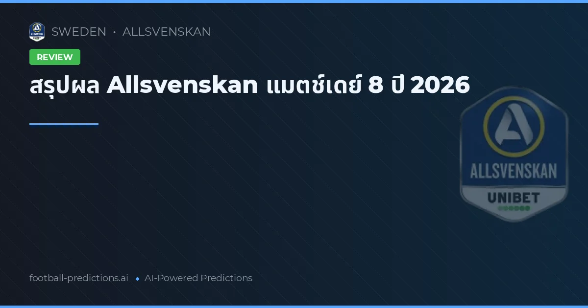 สรุปผล Allsvenskan แมตช์เดย์ 8 ปี 2026