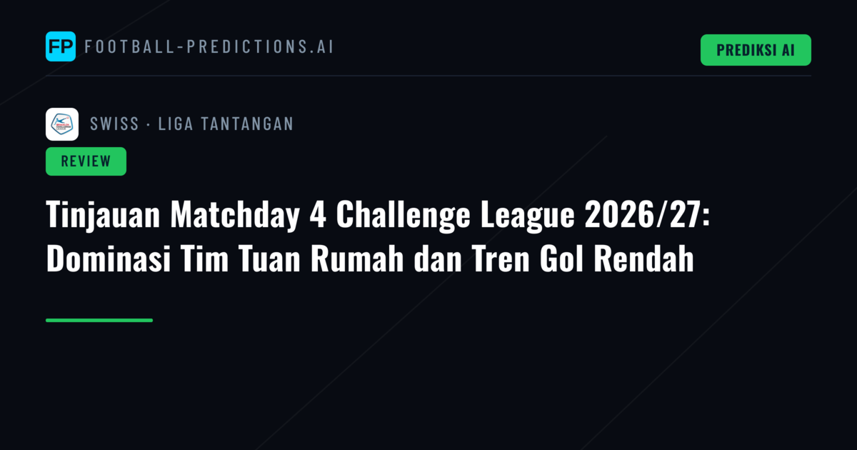 Tinjauan Matchday 4 Challenge League 2026/27: Dominasi Tim Tuan Rumah dan Tren Gol Rendah