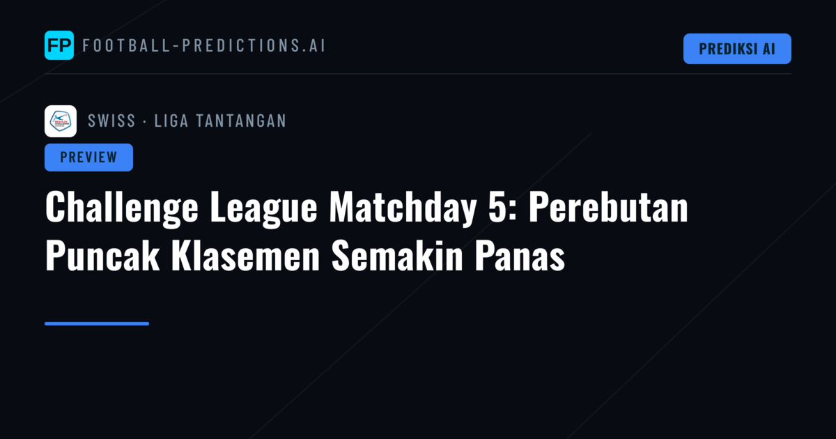 Challenge League Matchday 5: Perebutan Puncak Klasemen Semakin Panas