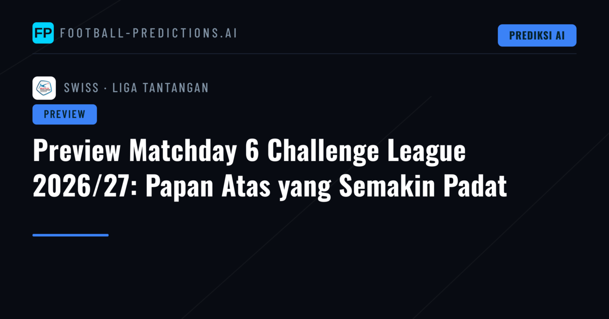 Preview Matchday 6 Challenge League 2026/27: Papan Atas yang Semakin Padat