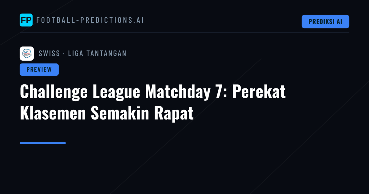 Challenge League Matchday 7: Perekat Klasemen Semakin Rapat