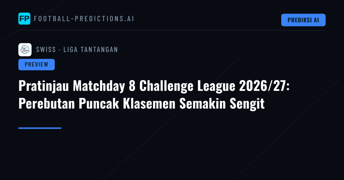 Pratinjau Matchday 8 Challenge League 2026/27: Perebutan Puncak Klasemen Semakin Sengit