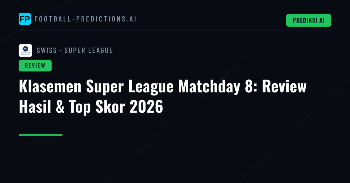 Klasemen Super League Matchday 8: Review Hasil & Top Skor 2026
