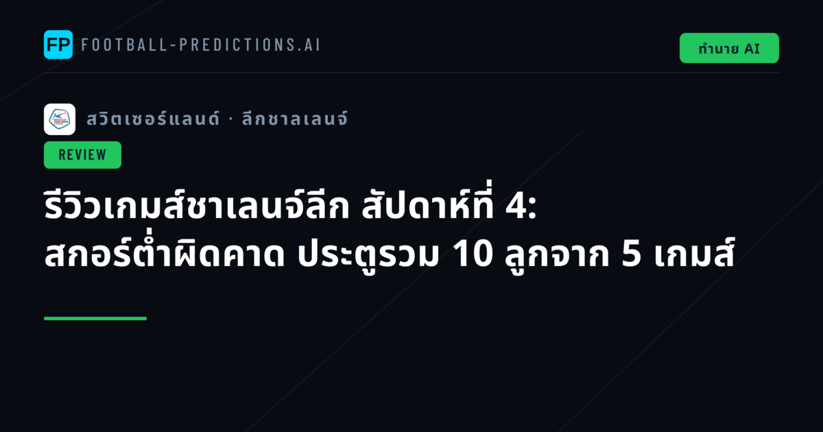 รีวิวเกมส์ชาเลนจ์ลีก สัปดาห์ที่ 4: สกอร์ต่ำผิดคาด ประตูรวม 10 ลูกจาก 5 เกมส์