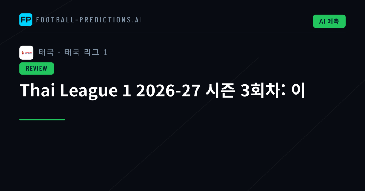 Thai League 1 2026-27 시즌 3회차: 이