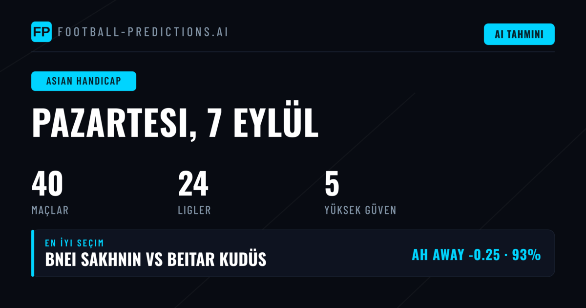 7 Eylül 2026 İçin En İyi Handikap Tahminleri
