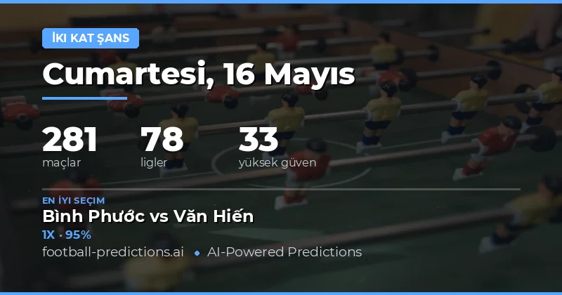 16 Mayıs 2026 Çift Şans Maç Analizleri