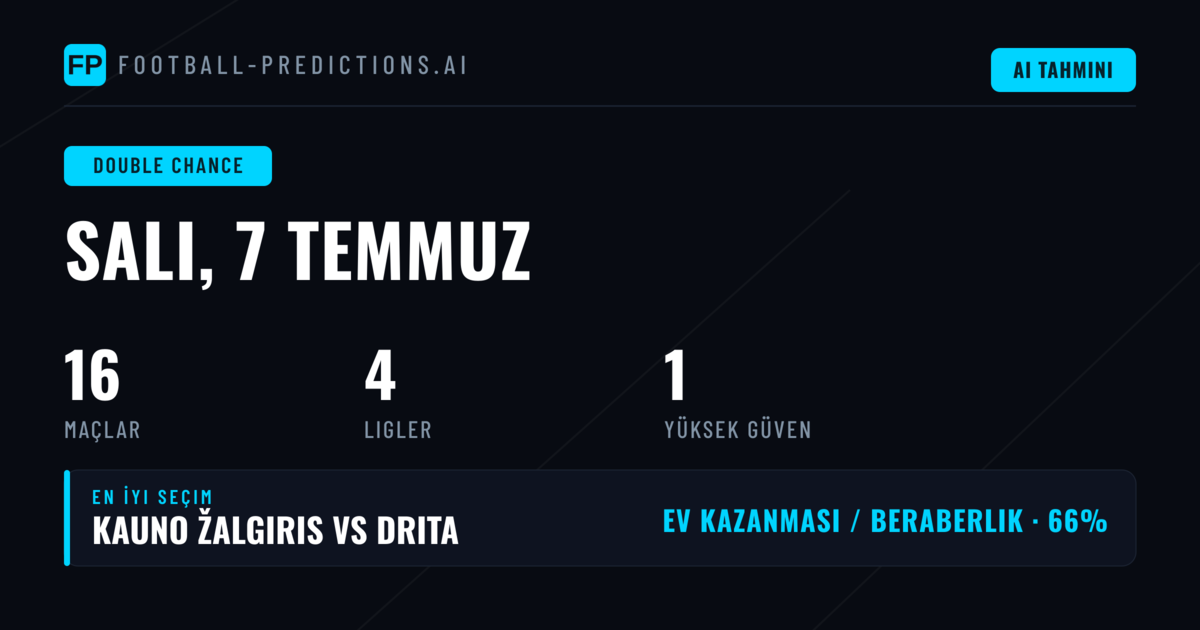 7 Temmuz 2026 İçin Top DC Tahminleri