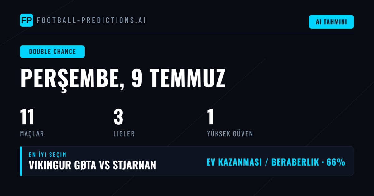 9 Temmuz 2026 İçin En İyi DC Tahminleri
