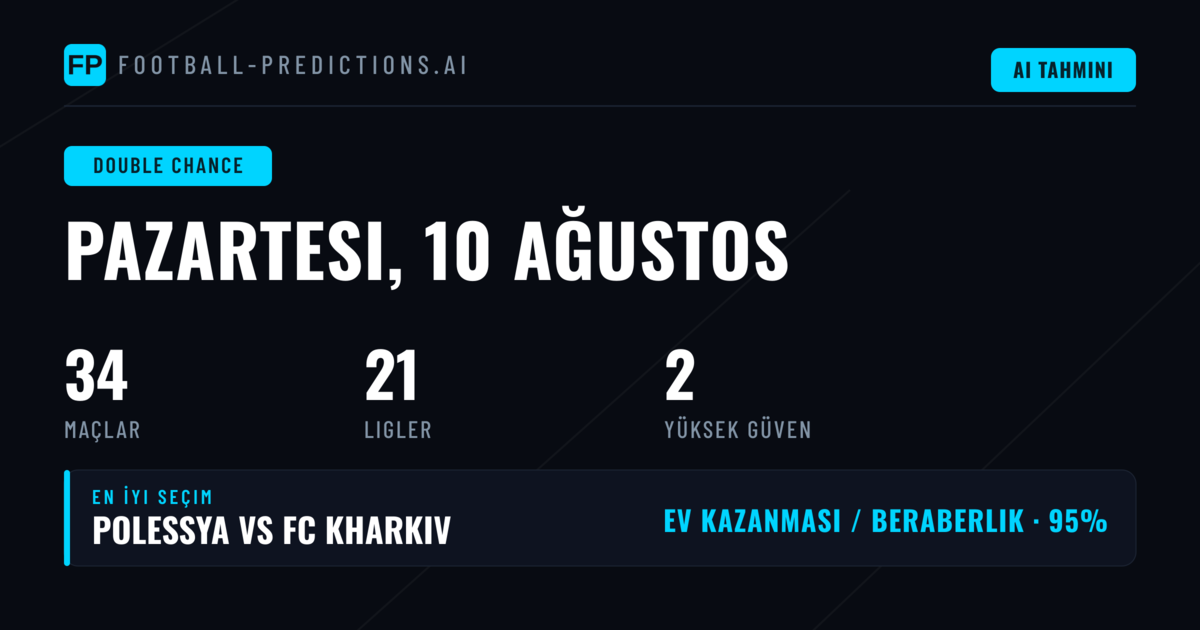 10 Ağustos 2026 İçin En İyi DC Tahminleri