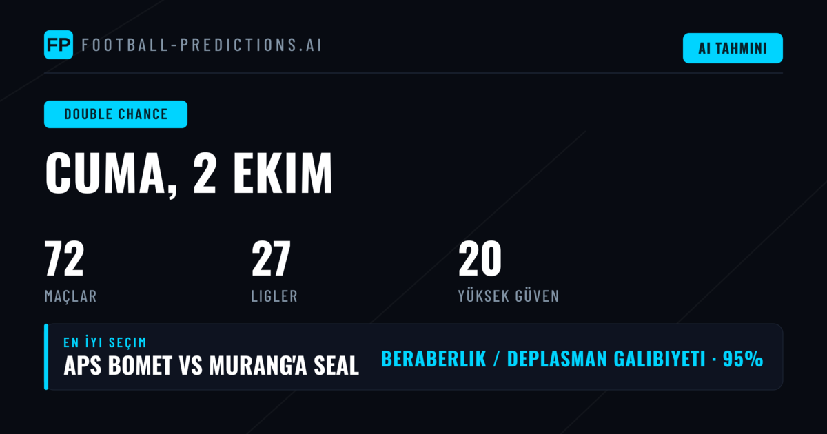 2 Ekim 2026 İçin En İyi DC Tahminleri