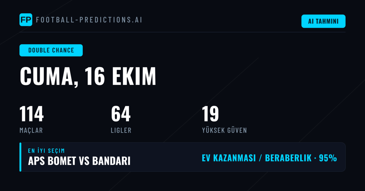 16 Ekim 2026 İçin En İyi DC Tahminleri