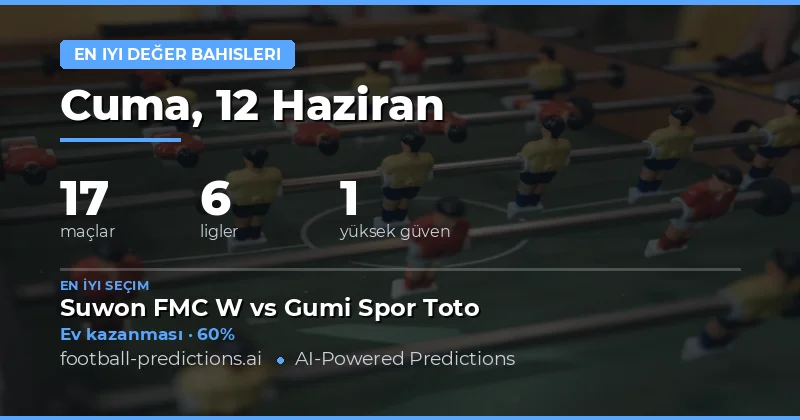 En iyi değer bahisleri — Futbol Tahminleri ve İpuçları — Cuma, 12 Haziran, 2026