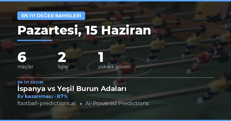 15 Haziran 2026 Günün En İyi Değer Bahisleri