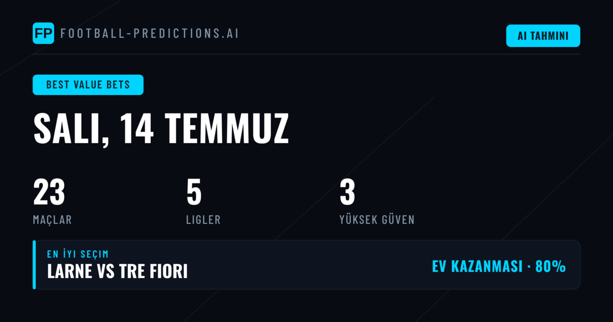 14 Temmuz 2026 İçin En İyi Değer Bahisleri Seçimleri
