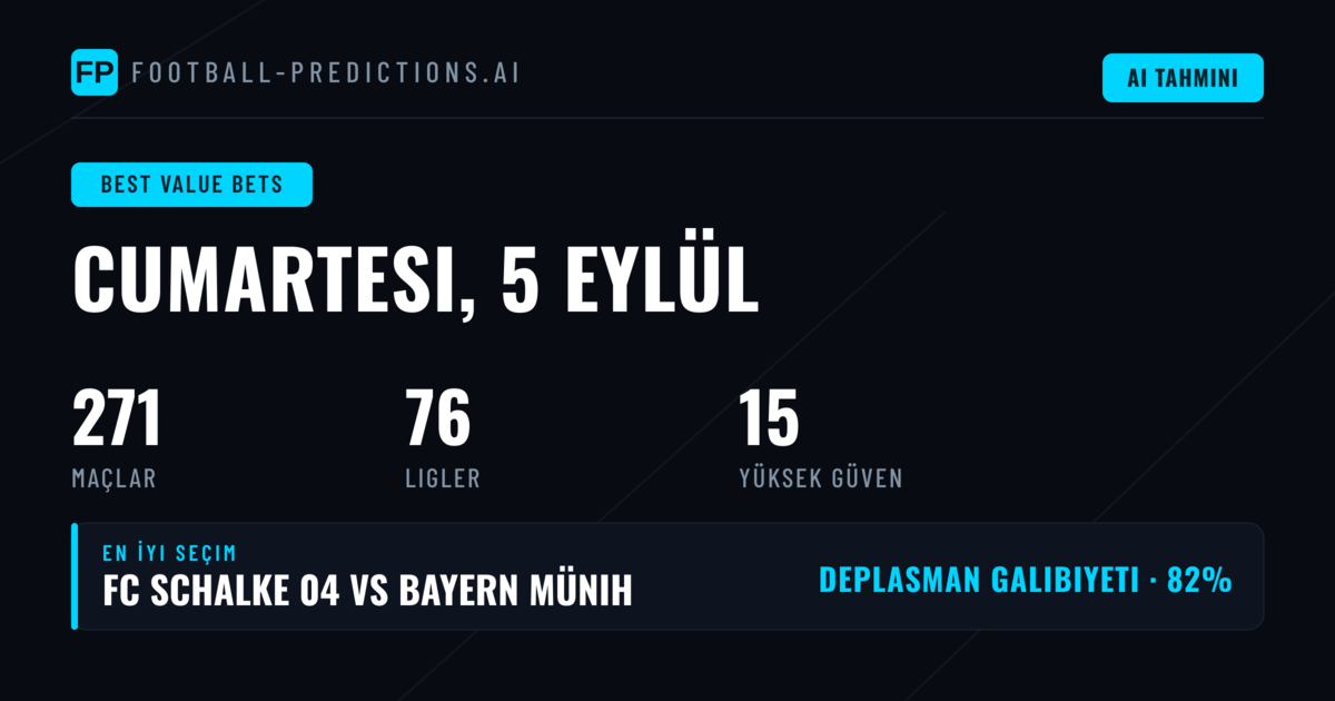 5 Eylül 2026 İçin En İyi Değer Bahisleri