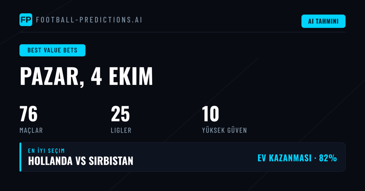 4 Eki 2026 İçin En İyi Değer Bahisleri Seçimleri
