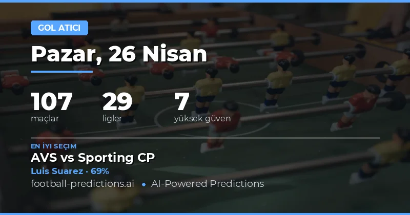 26 Apr 2026 Anytime Goalscorer: 107 Maçlık Dev Fırsat