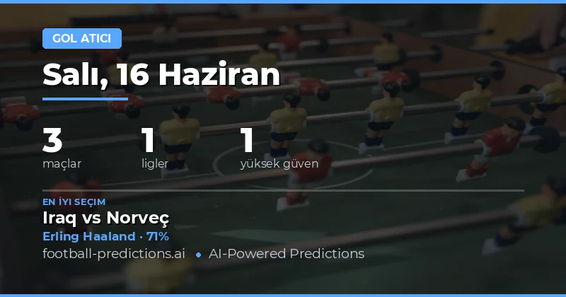 16 Haziran 2026 İçin Golcü Tahminleri