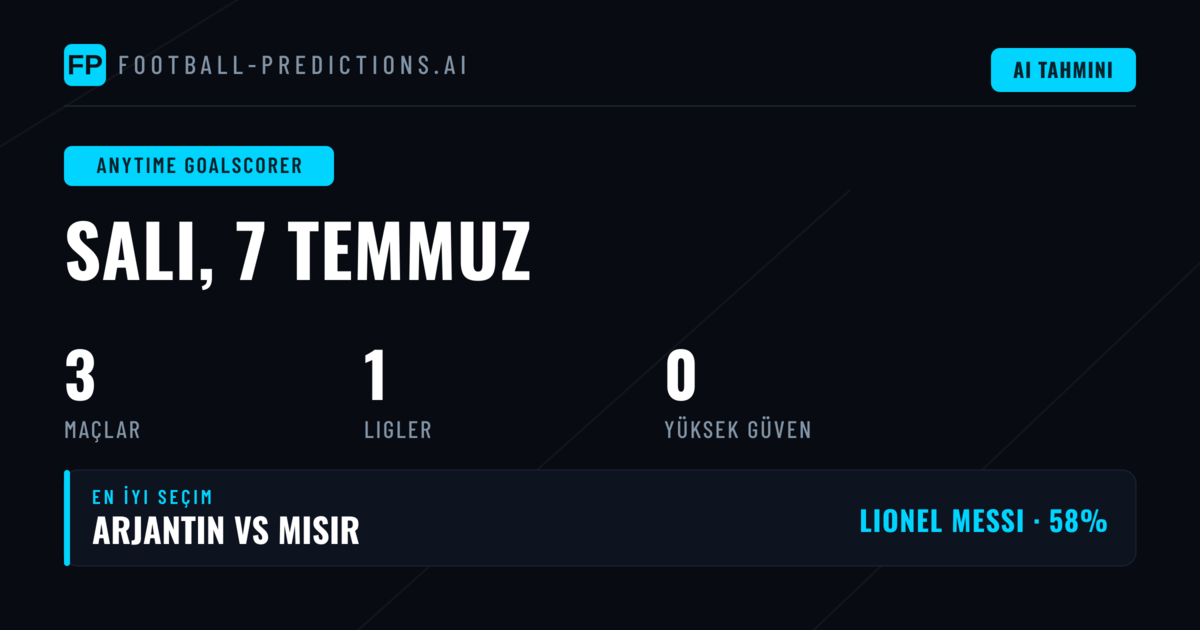 7 Temmuz 2026 Futbol İlk Golcü Değerlendirmesi