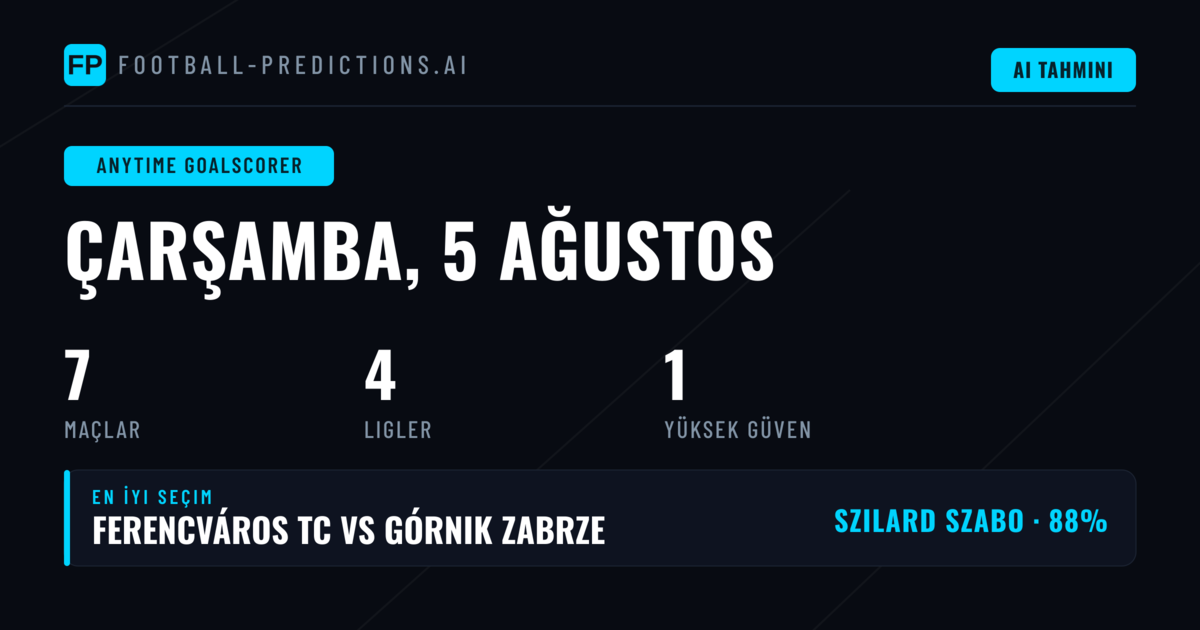 5 Ağu 2026 İçin En İyi Anytime Goalscorer Tahminleri