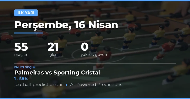16 Nisan 2026 Tarihindeki Maçlar İçin Yarı Zaman Tahmini