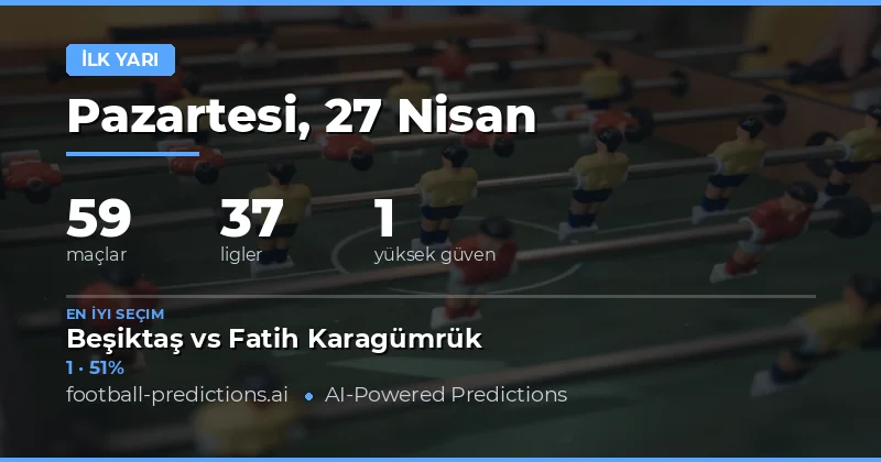 İlk Yarı — Futbol Tahminleri ve İpuçları — Pazartesi, 27 Nisan, 2026