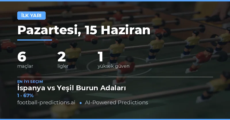 En İyi HT Tahminleri — 15 Haziran 2026