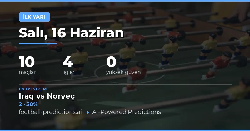 16 Haziran 2026 İlk Yarı Sonuç Tahminleri