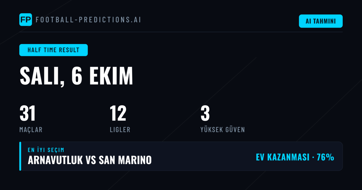6 Ekim 2026 İçin En İyi İY/İY Tahminleri