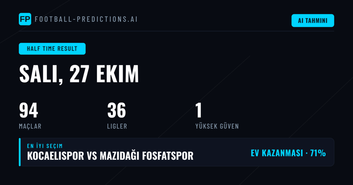 En İyi İlk Yarı Sonucu Seçimleri — 27 Ekim 2026
