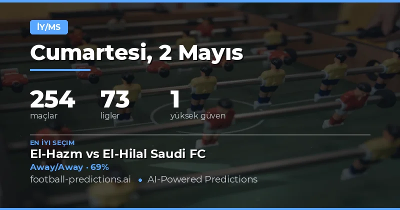 2 Mayıs 2026 İçin Stratejik Yarı Zamanlı / Maç Sonu Analizleri