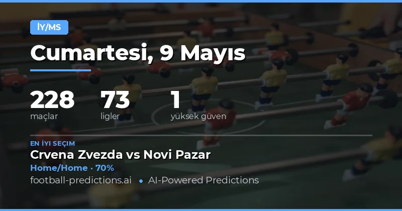 9 Mayıs 2026 Yarı Zaman - Maç Sonu Bahis Rehberi