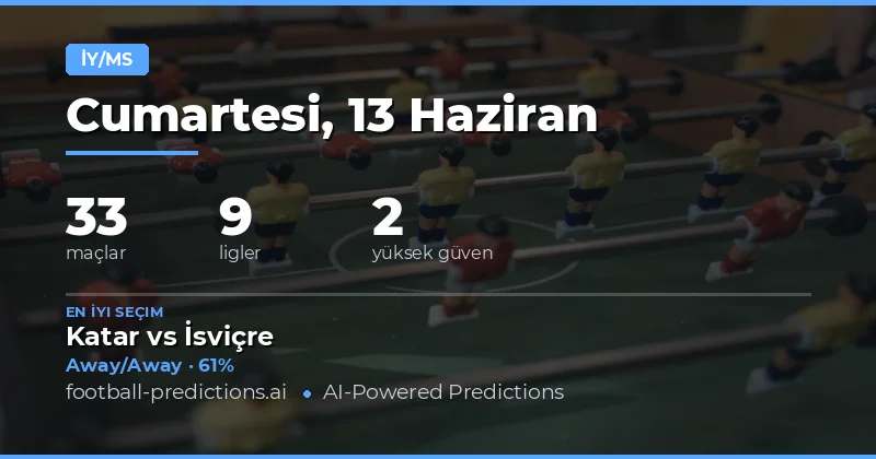 13 Haziran 2026 İçin En İyi HT/FT Tahminleri